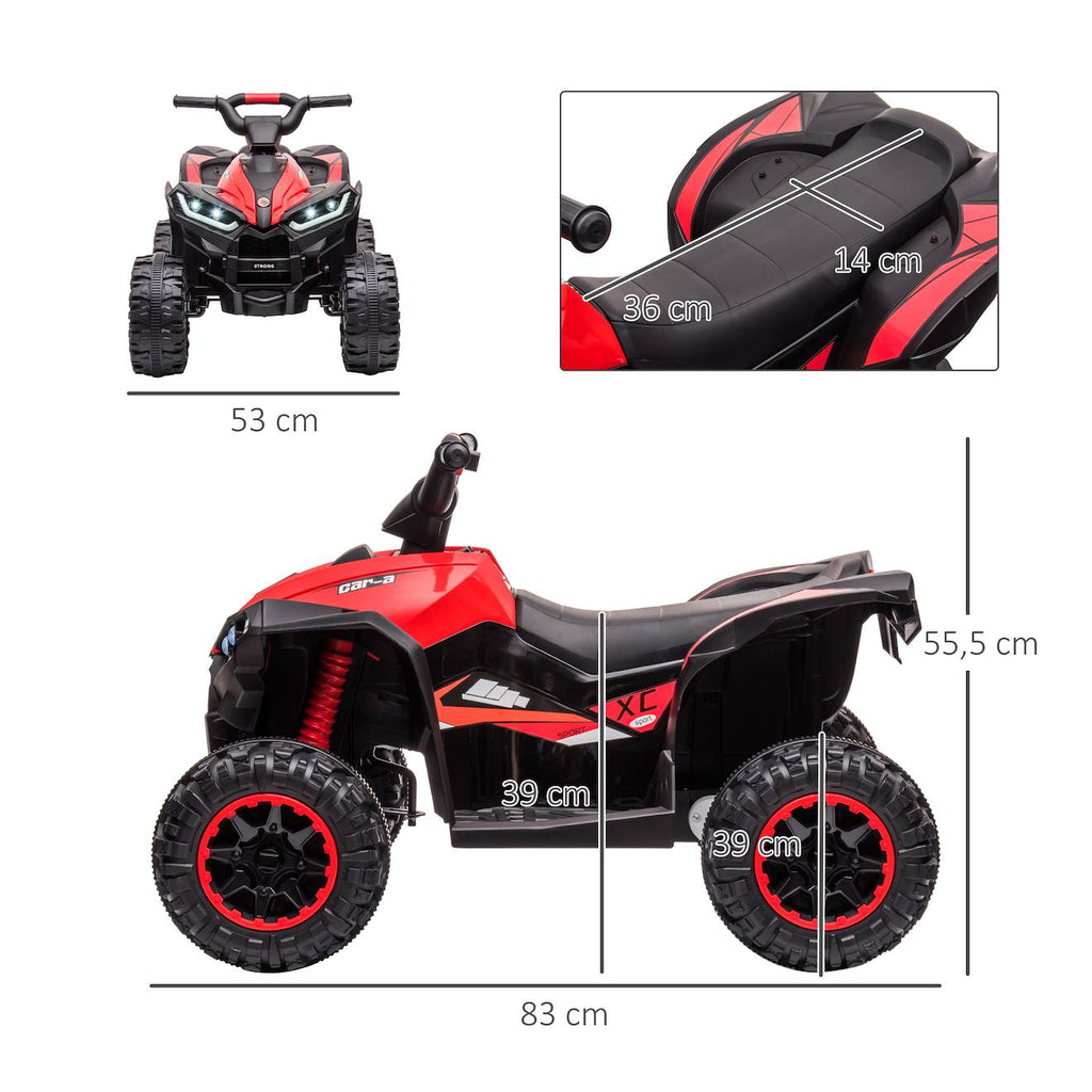 Quad buggy électrique enfant 12 v 3 km/h max effets lumineux et sonores rouge