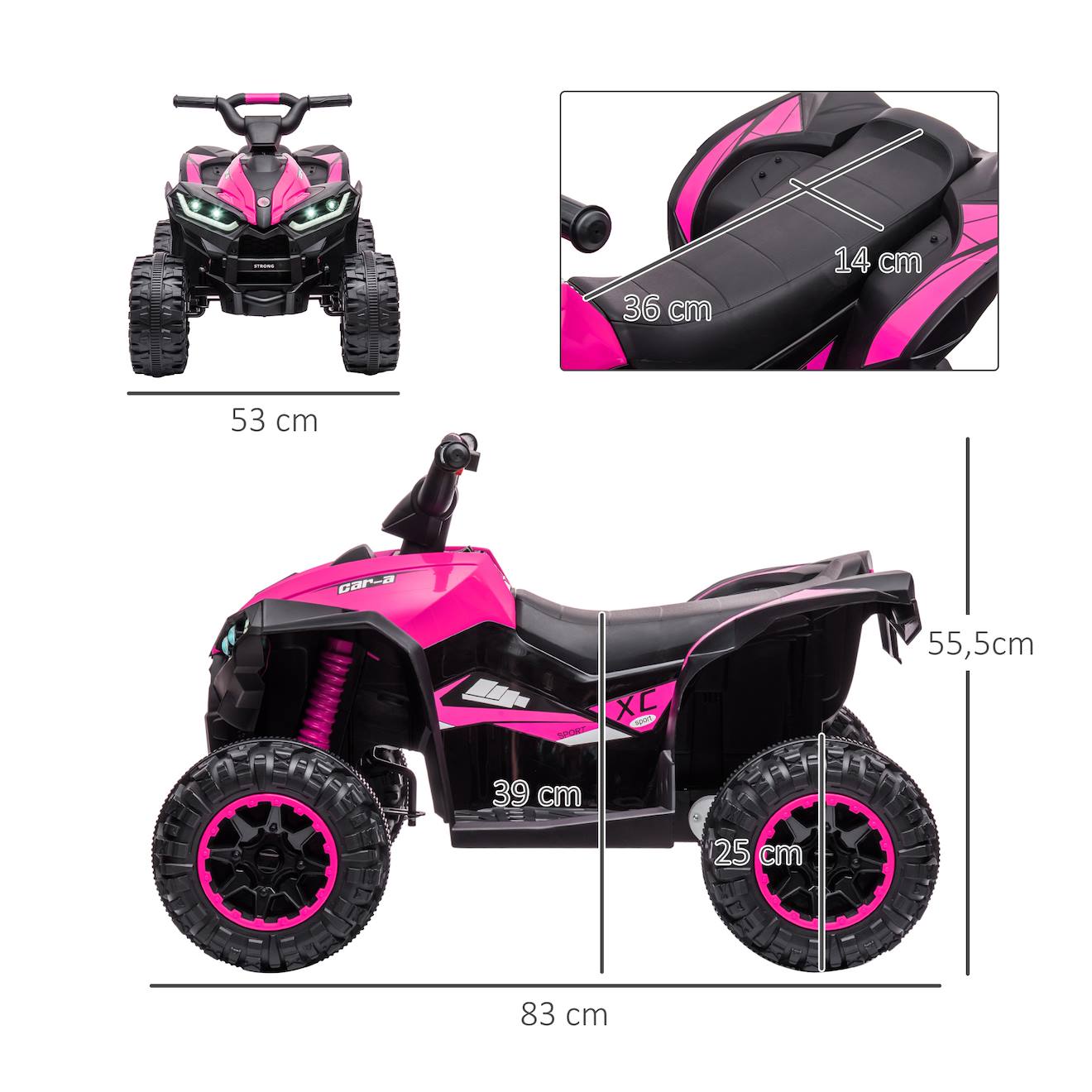 Quad buggy électrique enfant 12 v 3 km/h max effets lumineux et sonores rose