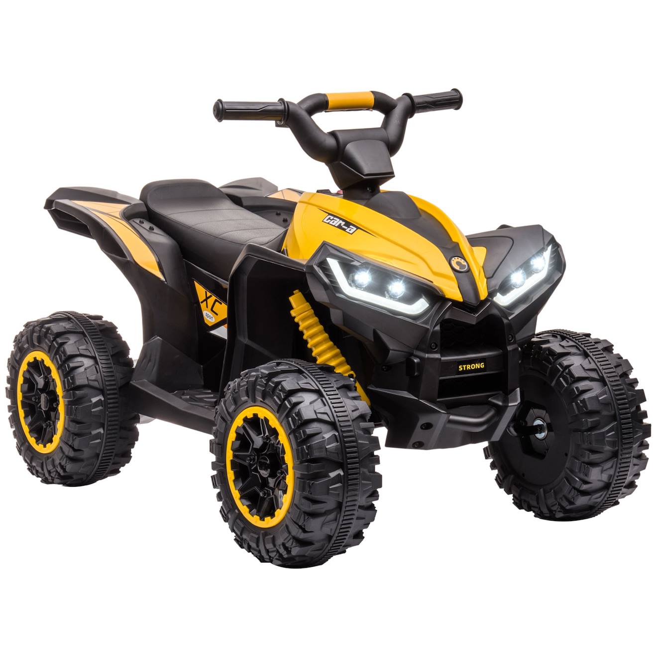 Quad buggy électrique enfant 12 v 3 km/h max effets lumineux et sonores jaune