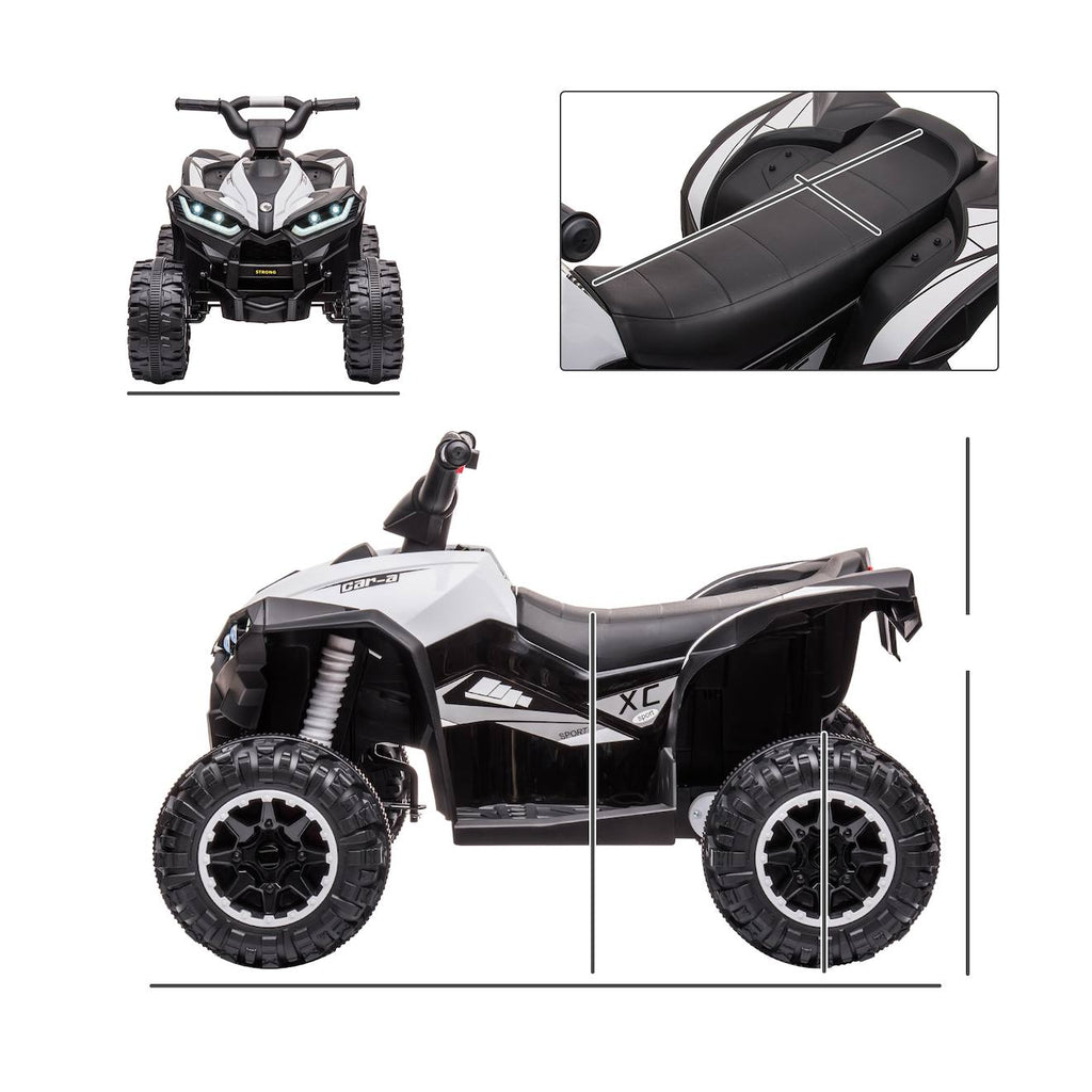 Quad buggy électrique enfant 12 v 3 km/h max effets lumineux et sonores blanc