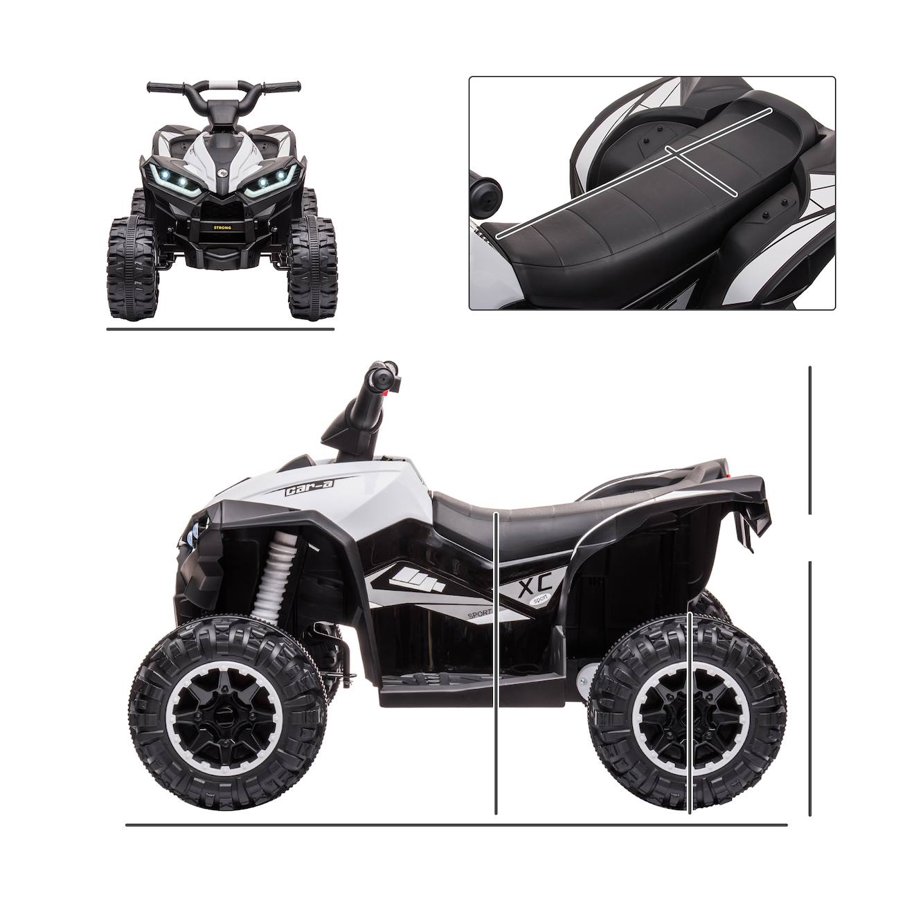 Quad buggy électrique enfant 12 v 3 km/h max effets lumineux et sonores blanc