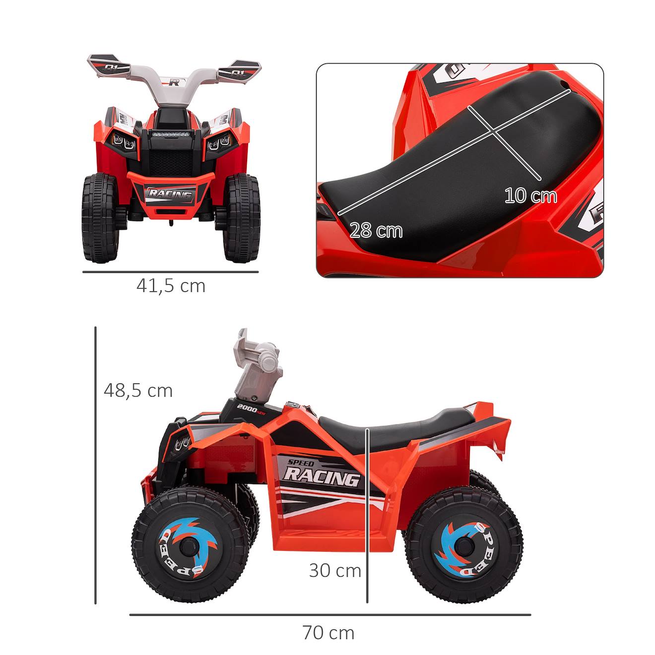 Quad électrique enfant v max 2,5 km/h 6 v rouge