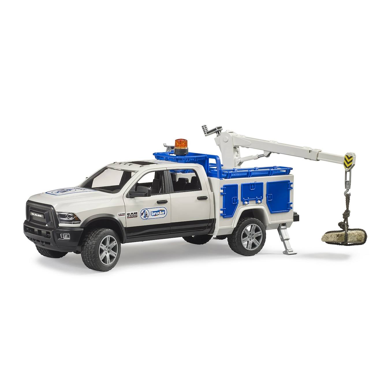 Ram 2500 camion de service avec grue et gyrophare blanc et bleu