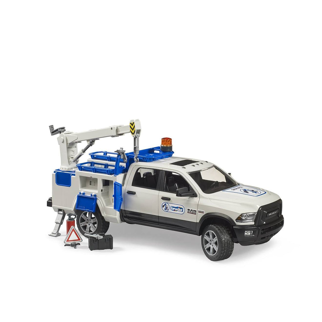 Ram 2500 camion de service avec grue et gyrophare blanc et bleu