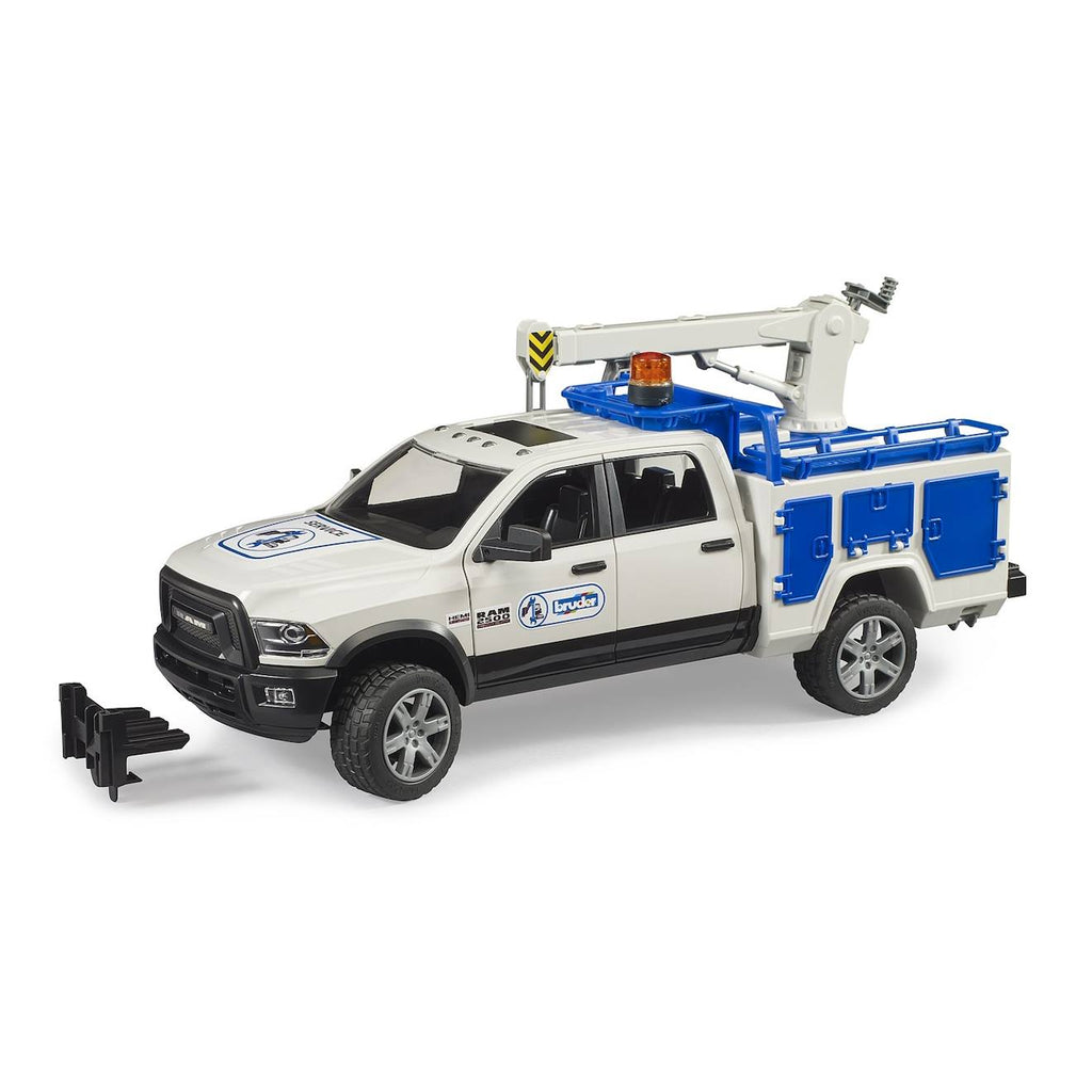 Ram 2500 camion de service avec grue et gyrophare blanc et bleu