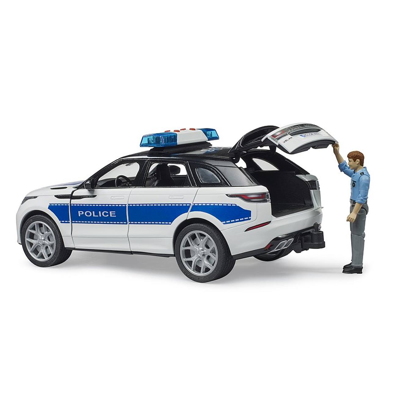 Range rover velar véhicule de police avec policier multicolore