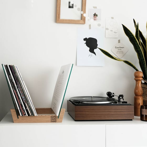 Support à Vinyles en Bois et Verre Kopo Creation