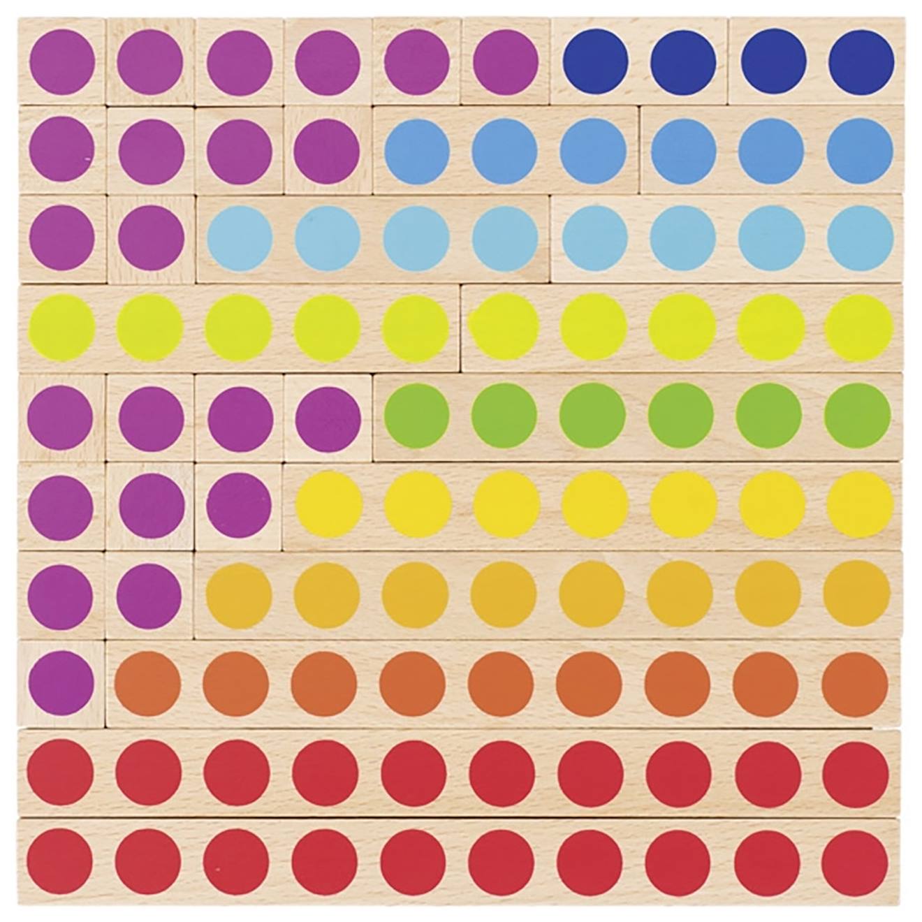 Réglette de calcul en bois 36 éléments multi-coloured