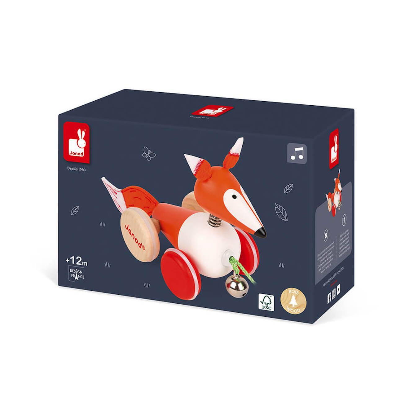 Renard à promener zigolos en bois FSC multicolore