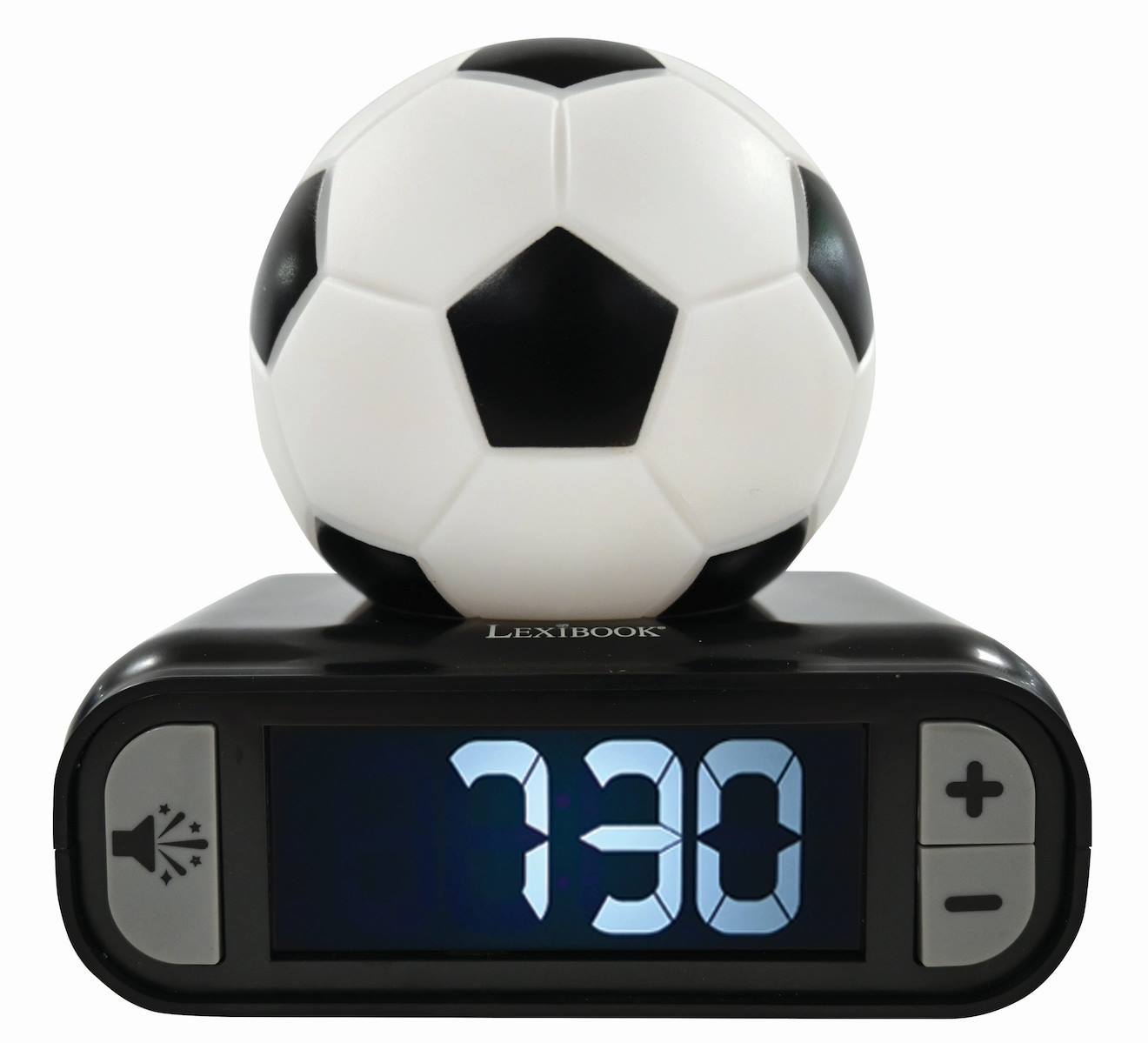 Réveil avec veilleuse ballon de football en 3D multicolore