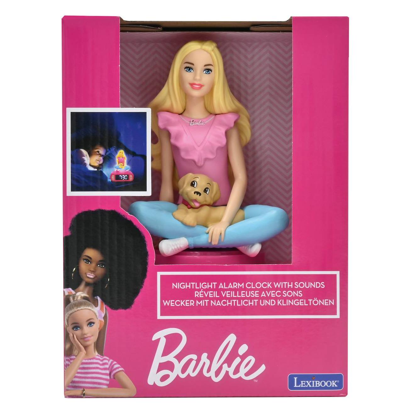 Réveil avec veilleuse Barbie en 3D multicolore