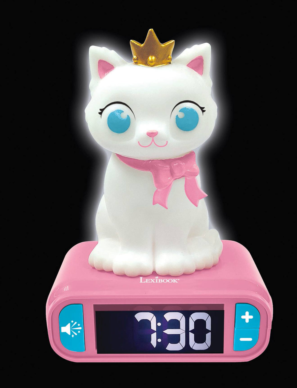 Réveil avec veilleuse lumineuse chat en 3D multicolore