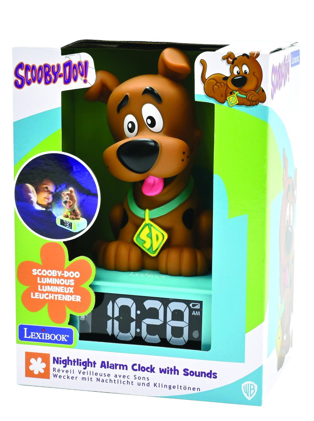 Réveil avec veilleuse scooby doo en 3D multicolore