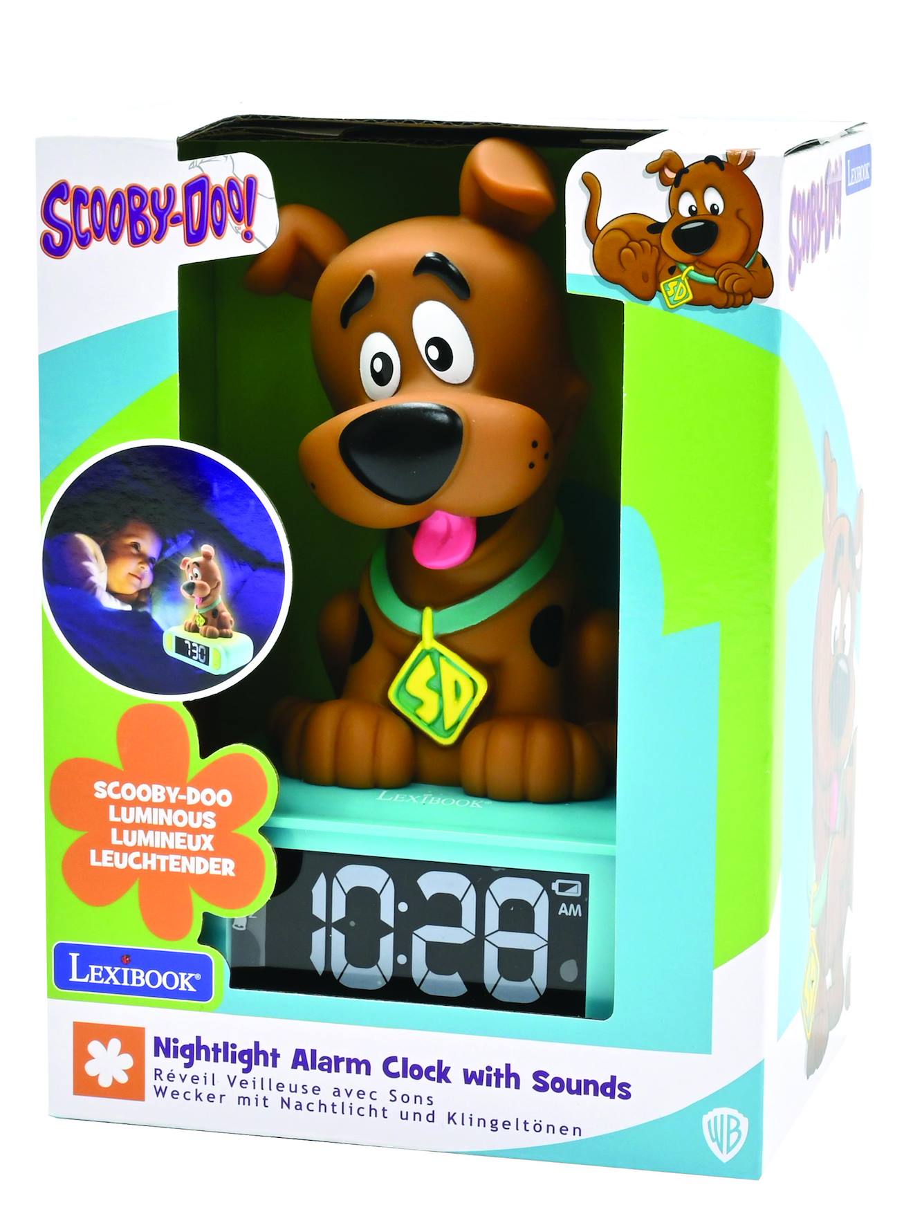 Réveil avec veilleuse scooby doo en 3D multicolore