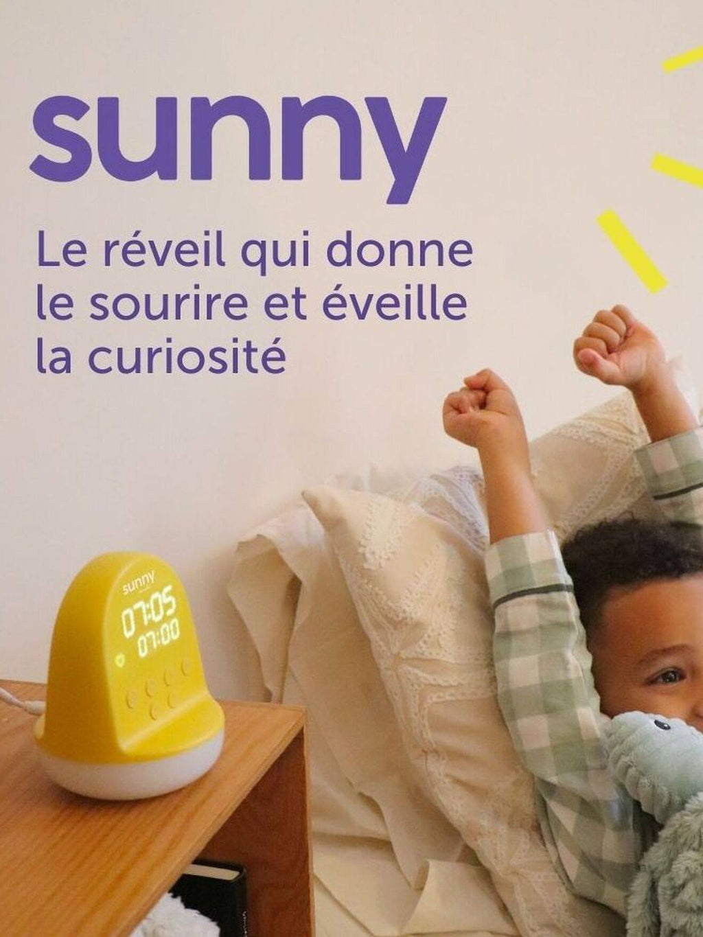 Réveil éducatif sunny jaune