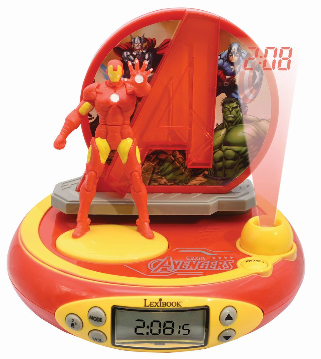 Réveil projecteur Avengers avec Iron Man en 3D multicolore