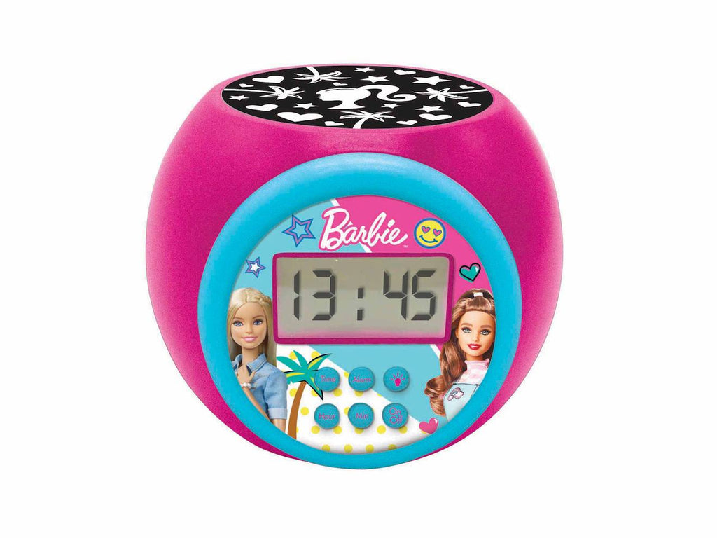 Réveil projecteur Barbie avec fonction alarme, veilleuse, écran LCD, à piles multicolore