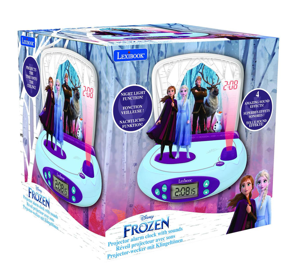 Réveil projecteur Reine des Neiges avec anna et elsa en 3D multicolore