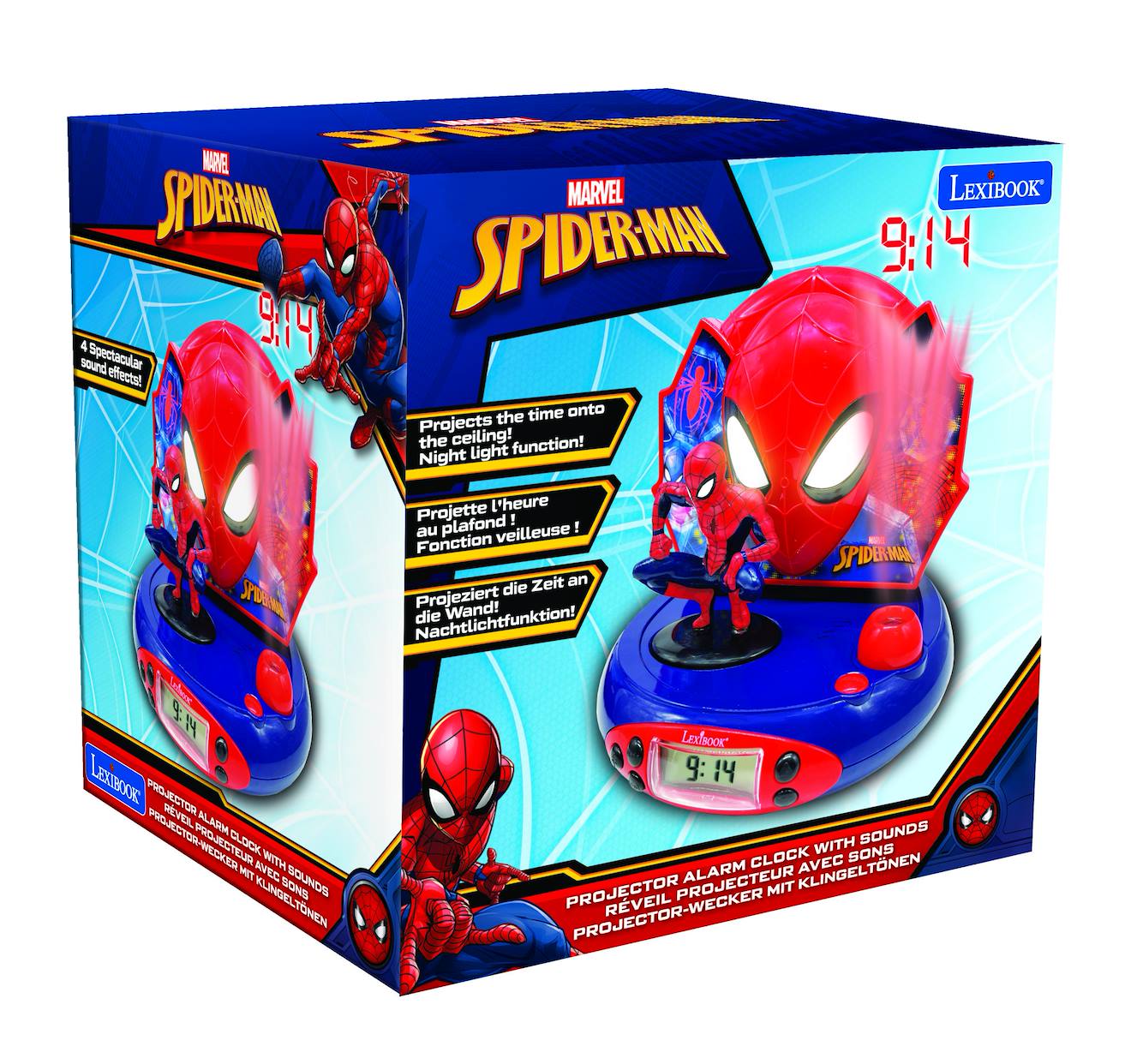 Réveil projecteur Spiderman en 3D multicolore