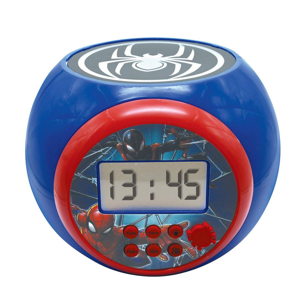Réveil projecteur Spiderman Marvel, fonction alarme, veilleuse avec minuterie, à piles multicolore