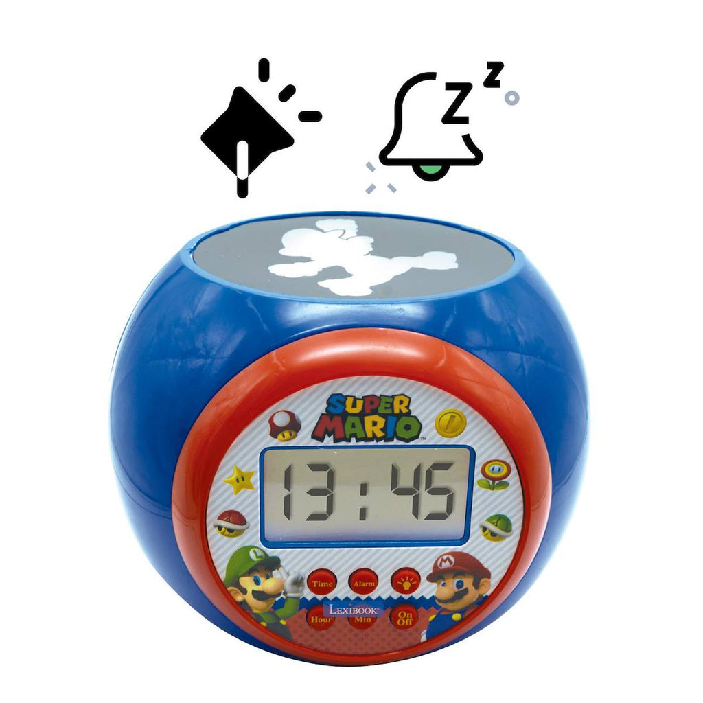 Réveil projecteur Super Mario avec fonction alarme, veilleuse avec minuterie multicolore