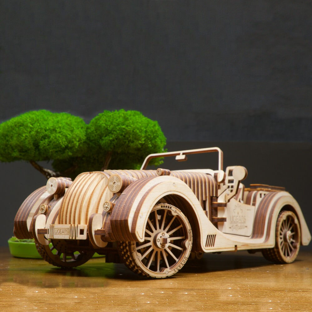 Roadster VM-01 en Bois a Monter avec Mécanismes Animés - Maquette Bois