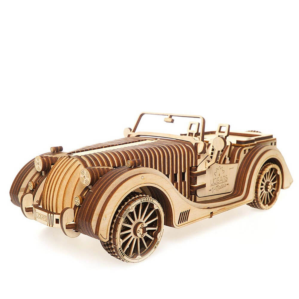 Roadster VM-01 en Bois a Monter avec Mécanismes Animés - Maquette Bois Ugears