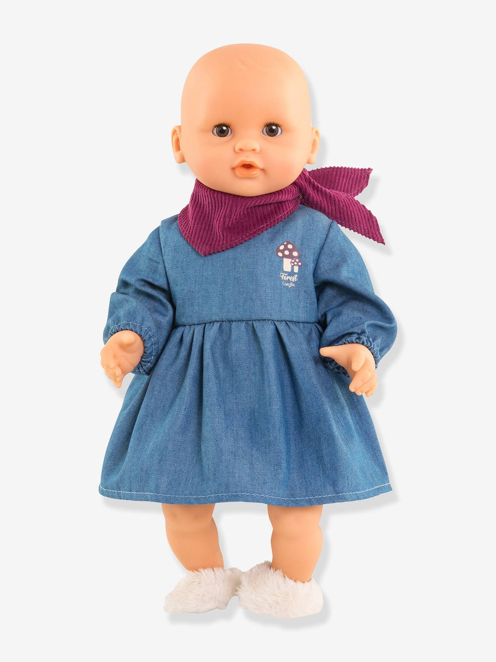 Robe en jean et foulard pour poupon bleu