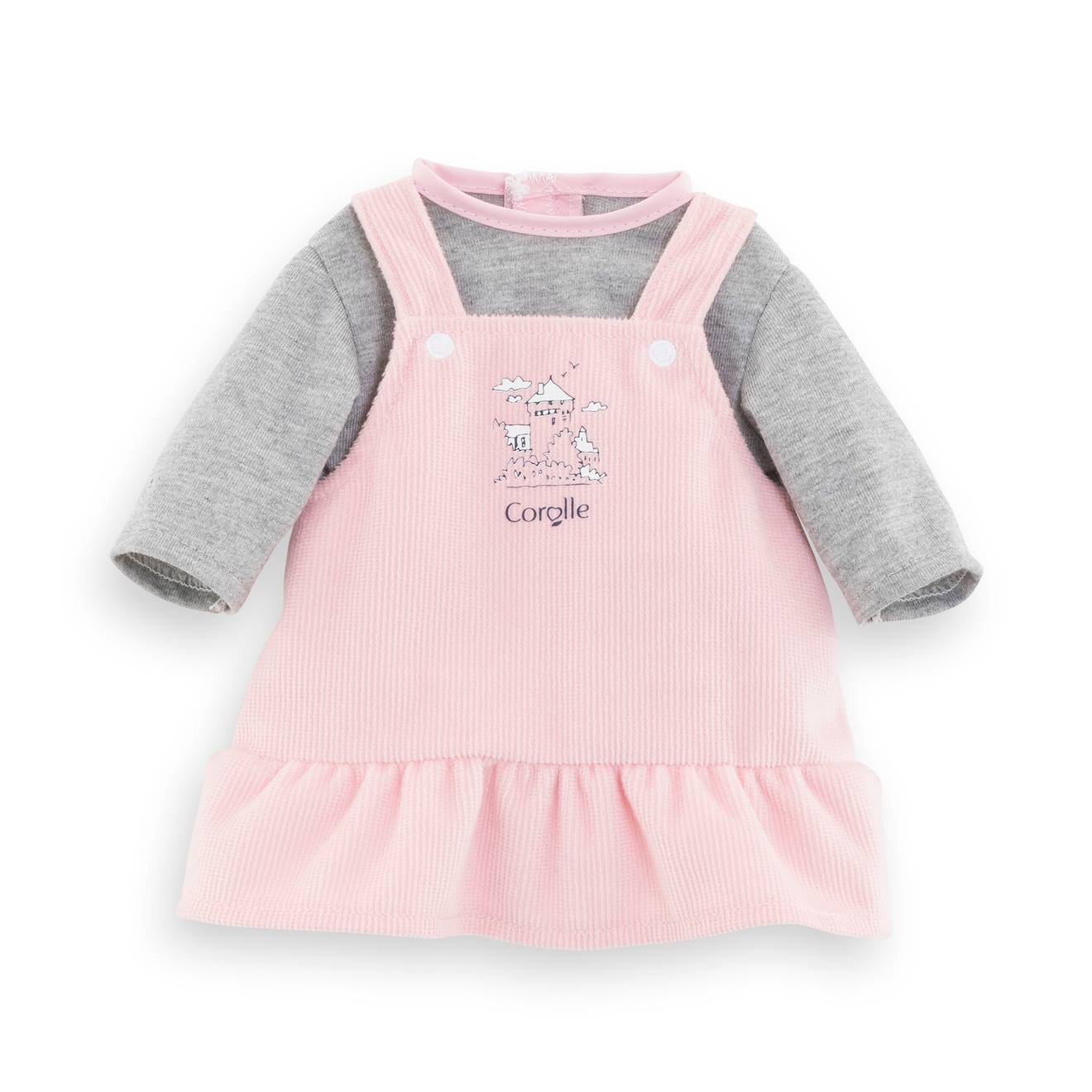 Robe et t-shirt bords de loire pour poupon 36 cm multicolore