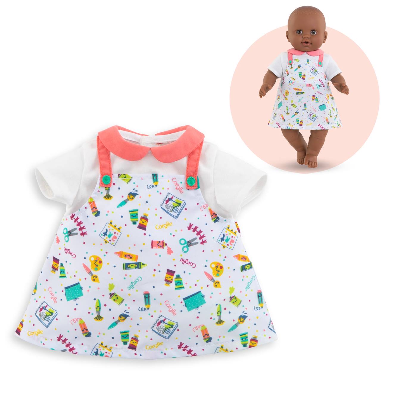 Robe petit artiste pour poupon 36 cm multicolore