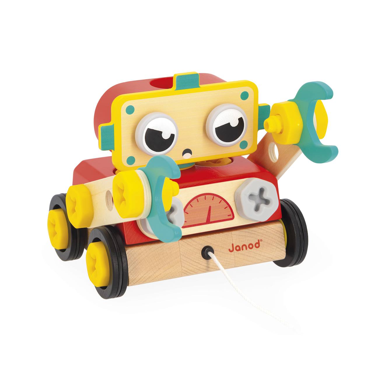 Robot à construire en bois 2 en 1 rouge