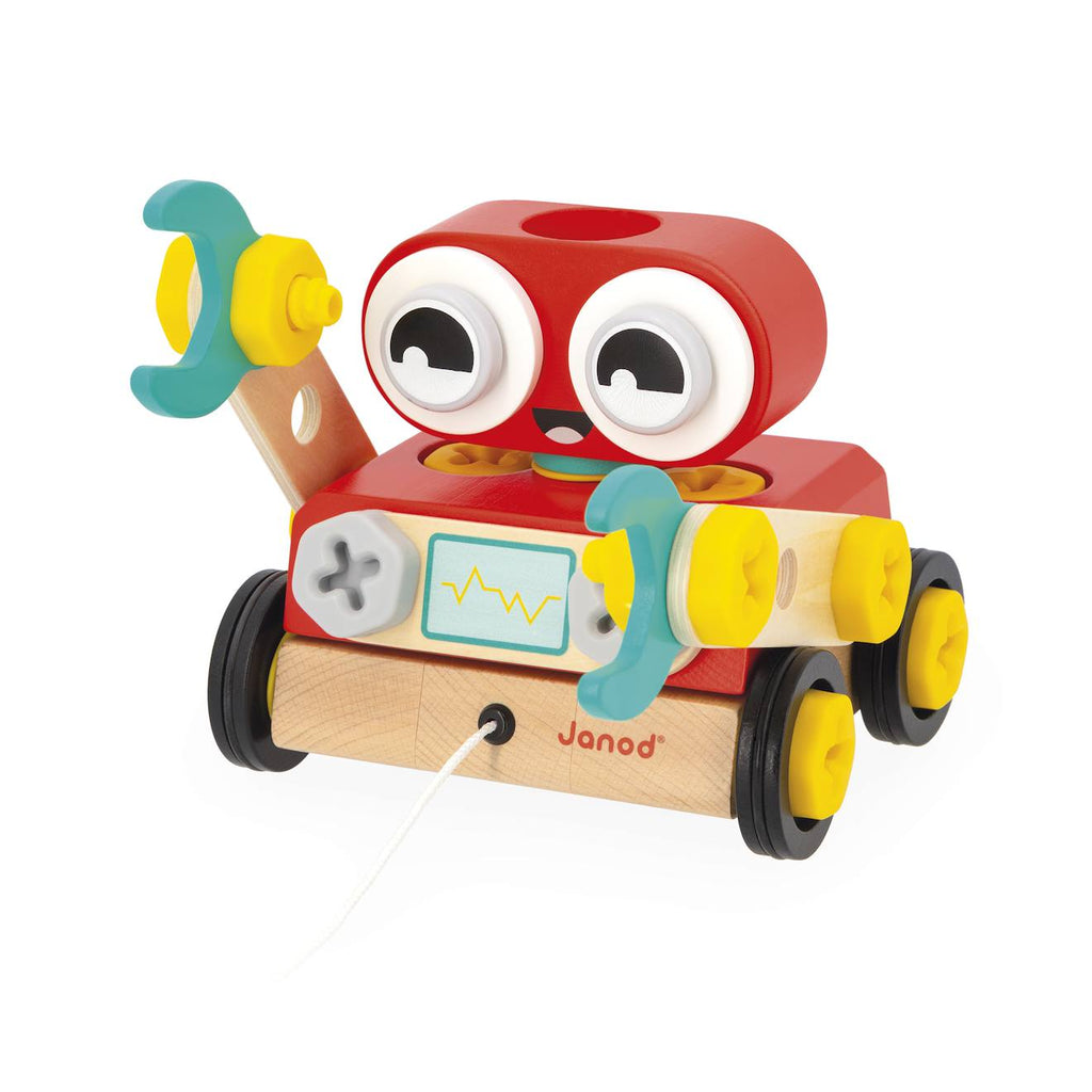 Robot à construire en bois 2 en 1 rouge