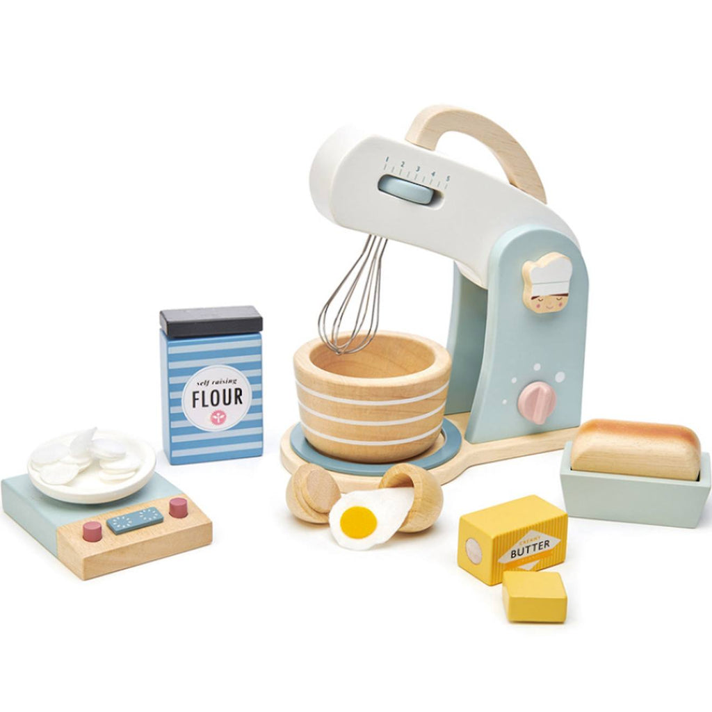 Robot pâtissier beige, bleu, jaune