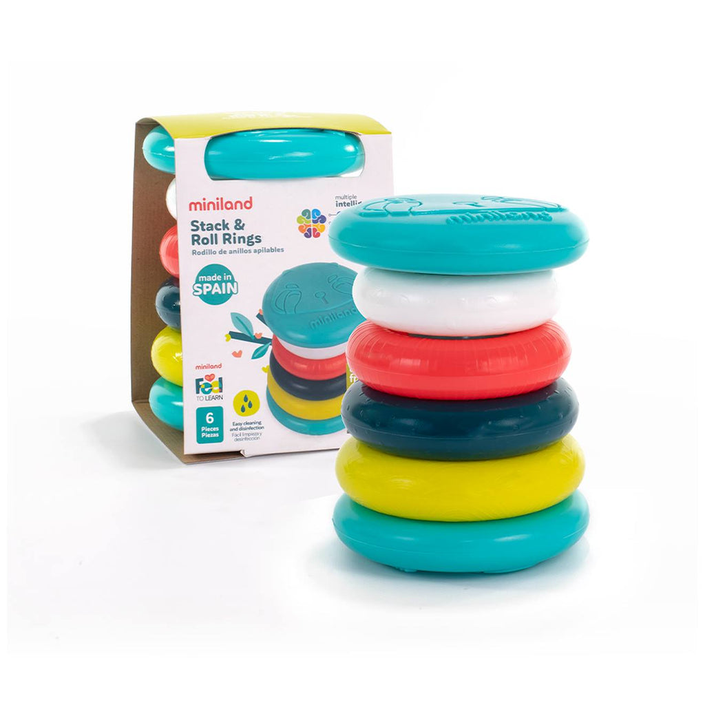 Rouleau d'anneaux empilables sensoriel pour bébés multicolore