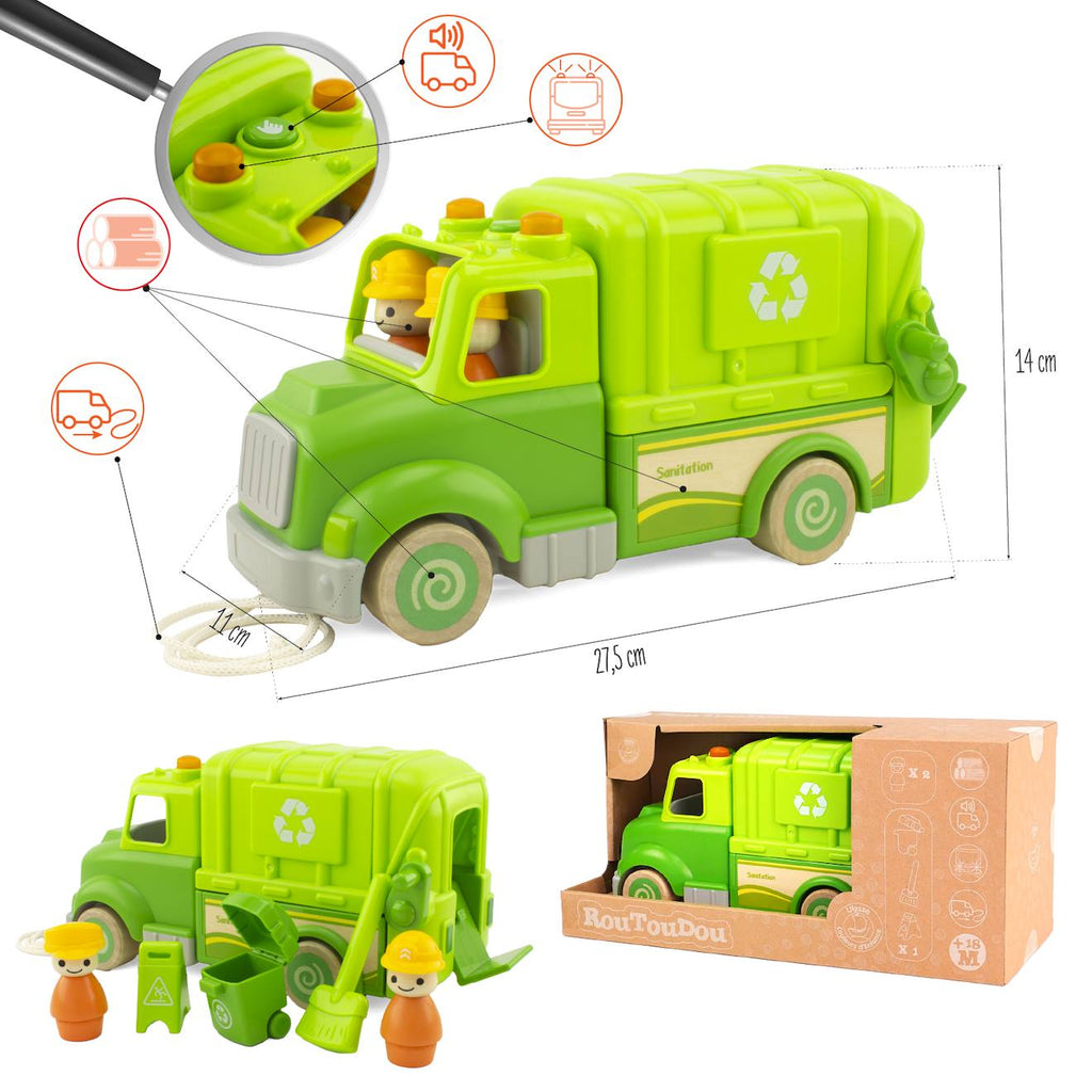 Routoudou - camion poubelle vert