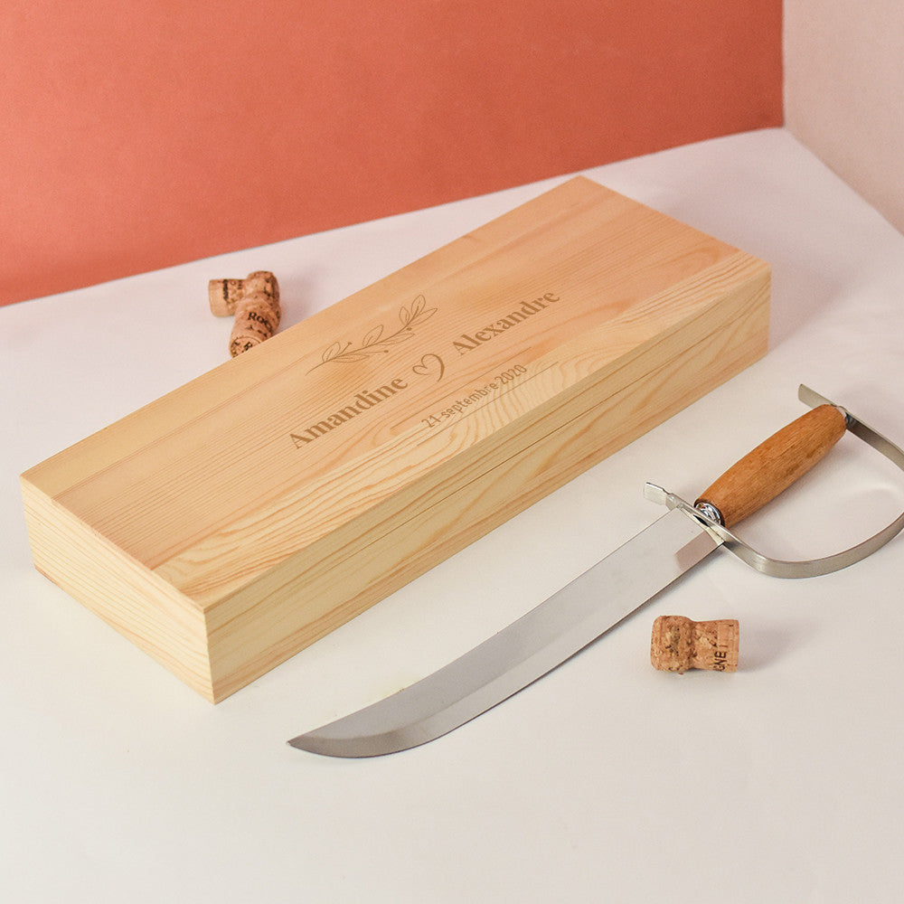 Sabre à Champagne Couple à Personnaliser - Coffret de Vin Personnalisé