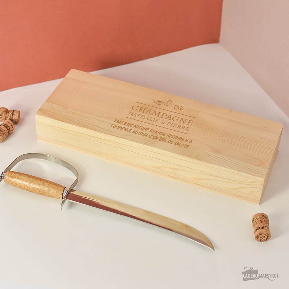 Sabre à Champagne à Personnaliser - Coffret de Vin Personnalisé