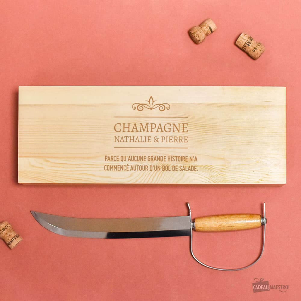 Sabre à Champagne à Personnaliser - Coffret de Vin Personnalisé