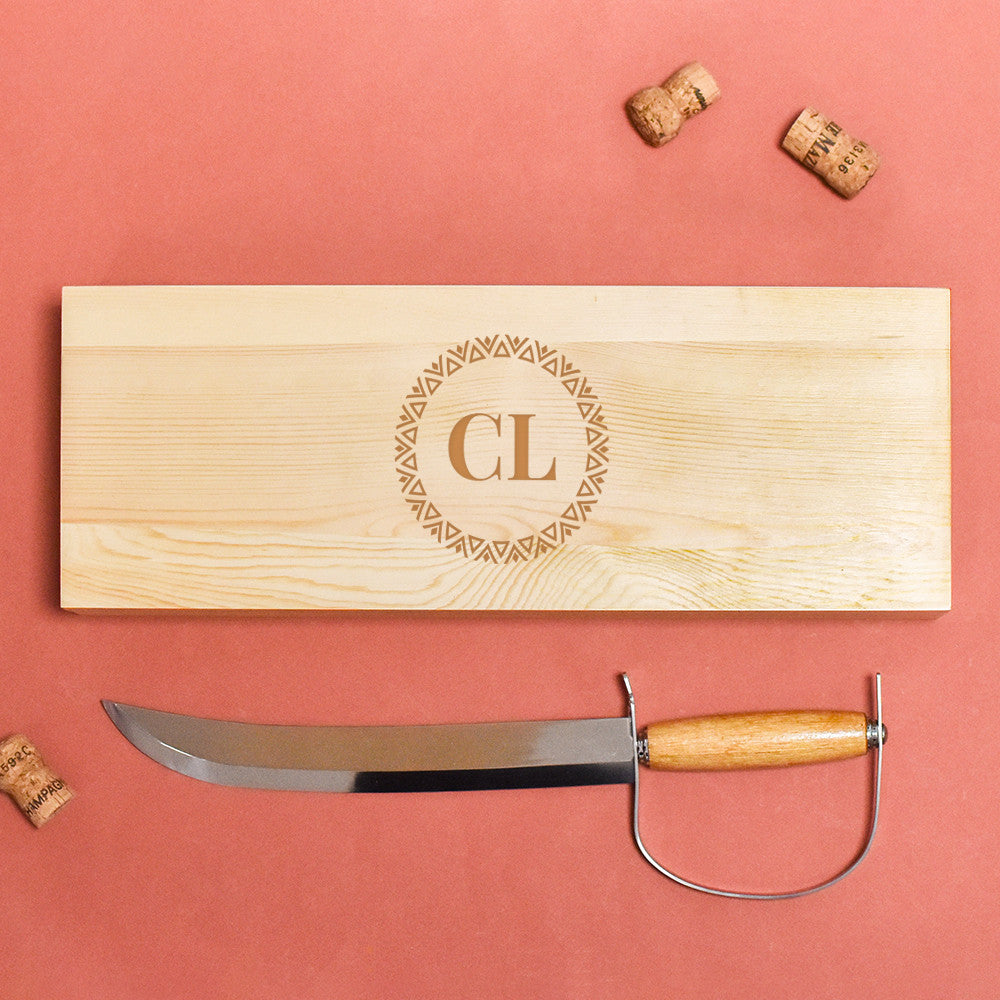 Sabre à Champagne Initiales à Personnaliser - Coffret de Vin Personnalisé