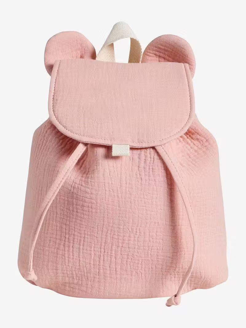 Sac à dos personnalisable rose poudré en gaze de coton - Vertbaudet