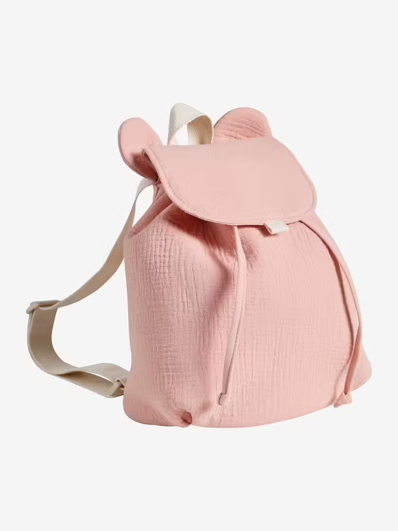 Sac à dos personnalisable rose poudré en gaze de coton - Vertbaudet
