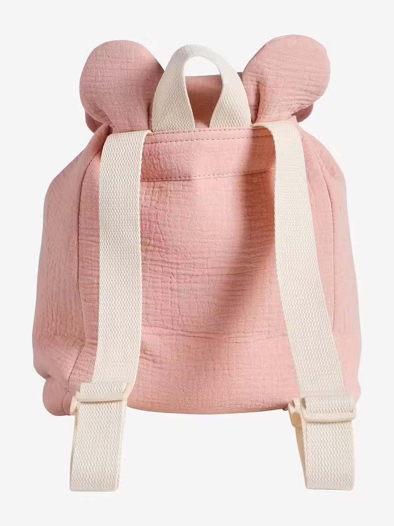 Sac à dos personnalisable rose poudré en gaze de coton - Vertbaudet