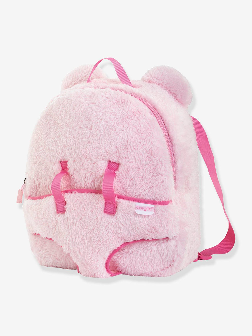 Sac à dos porté poupon peluche rose