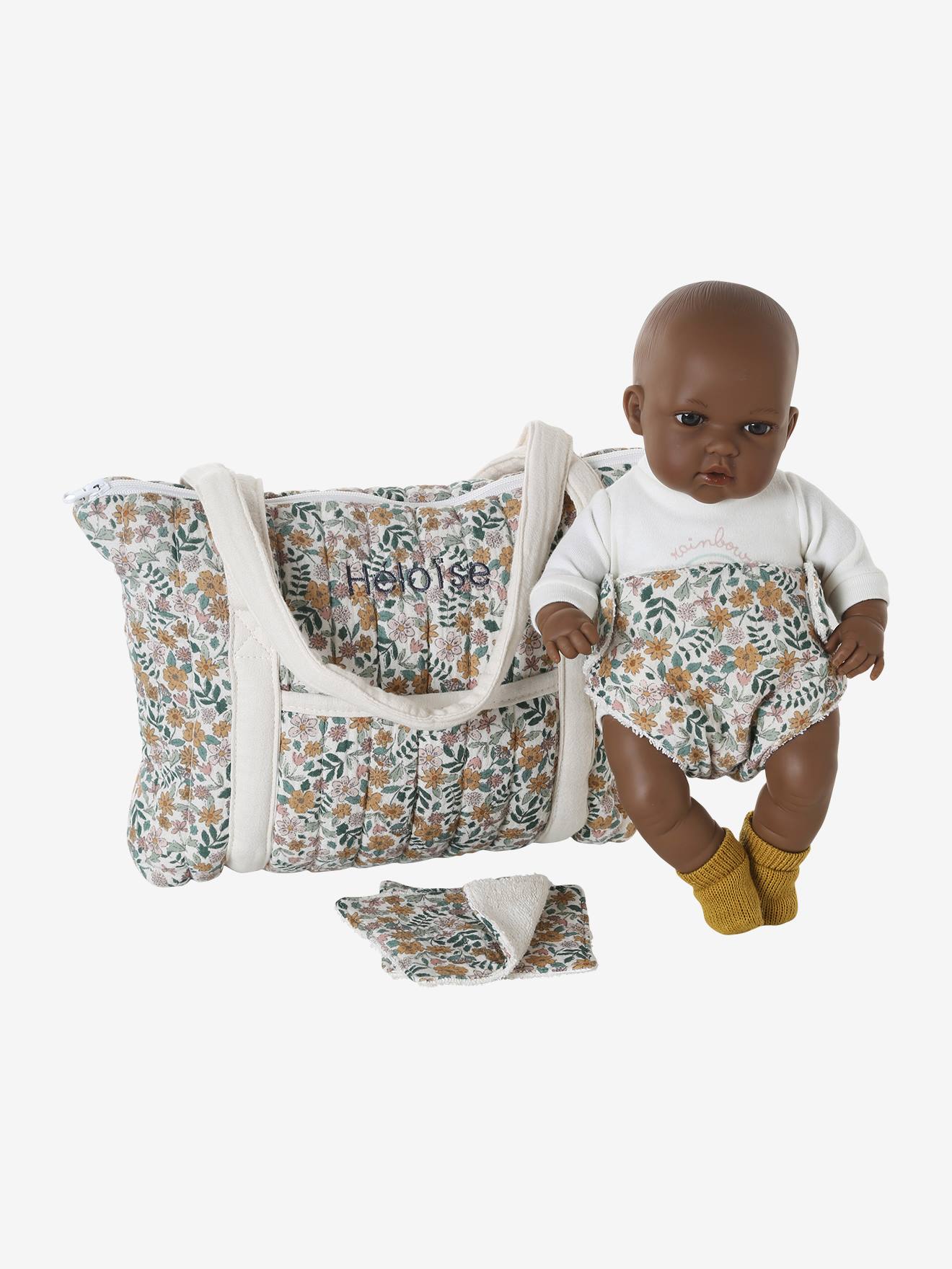 Sac à langer poupon personnalisable en gaze de coton rétro flower