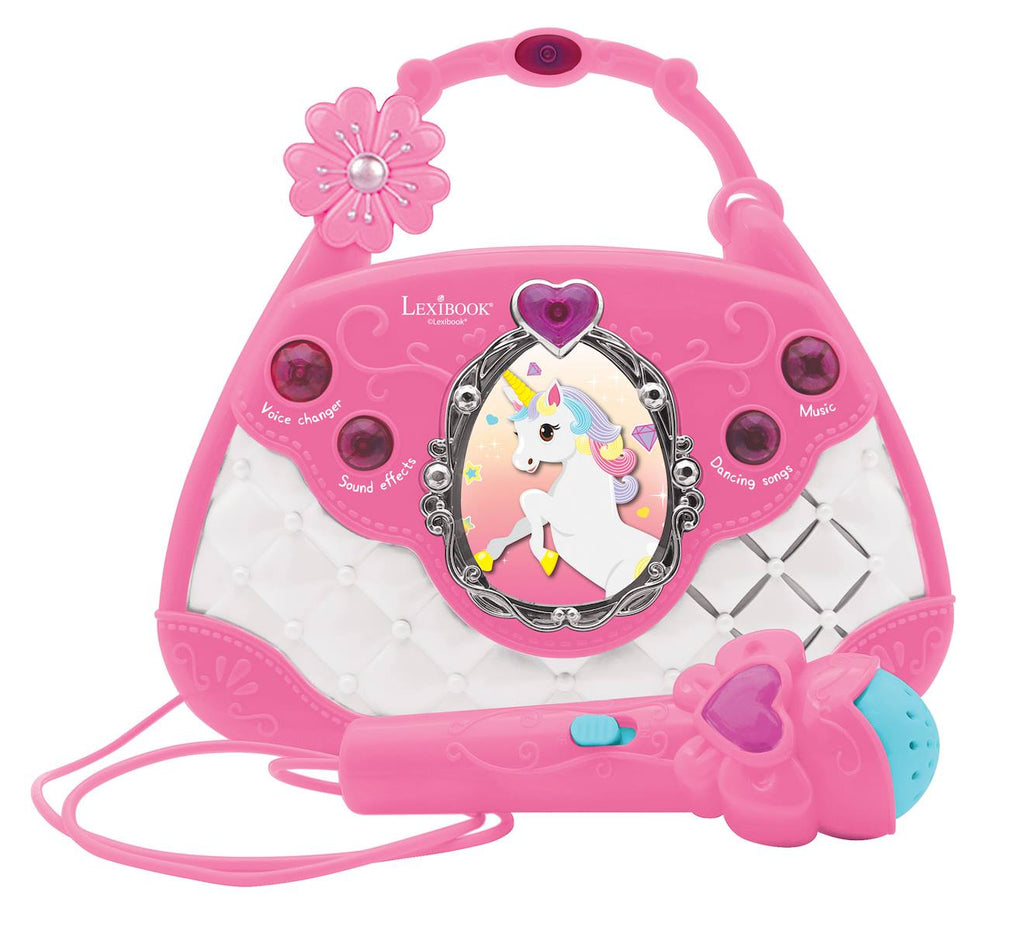 Sac à main enceinte musicale avec micro licorne rose