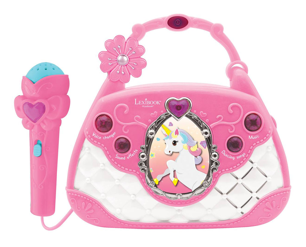 Sac à main enceinte musicale avec micro licorne rose