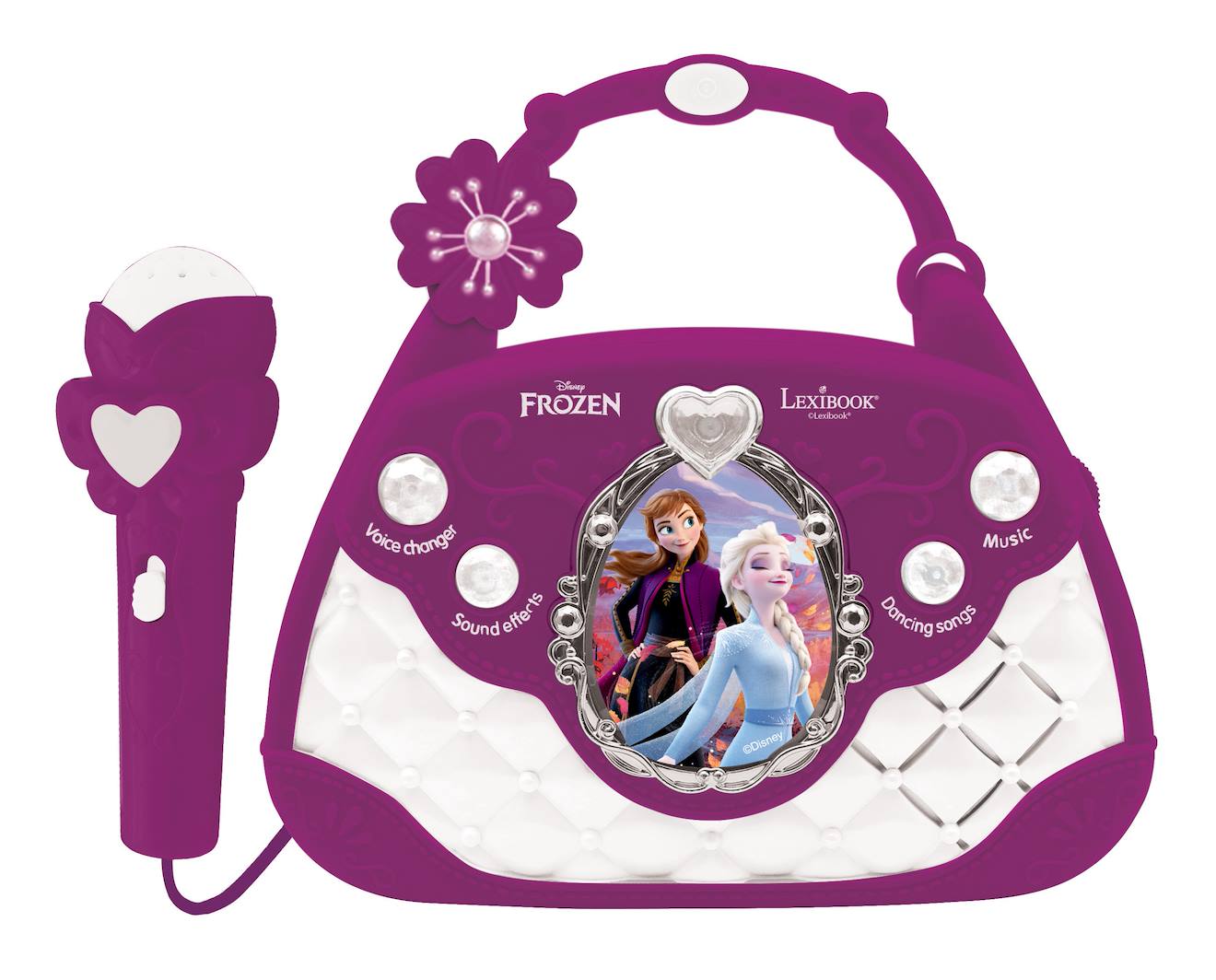 Sac à main enceinte musicale avec micro Reine des Neiges violet