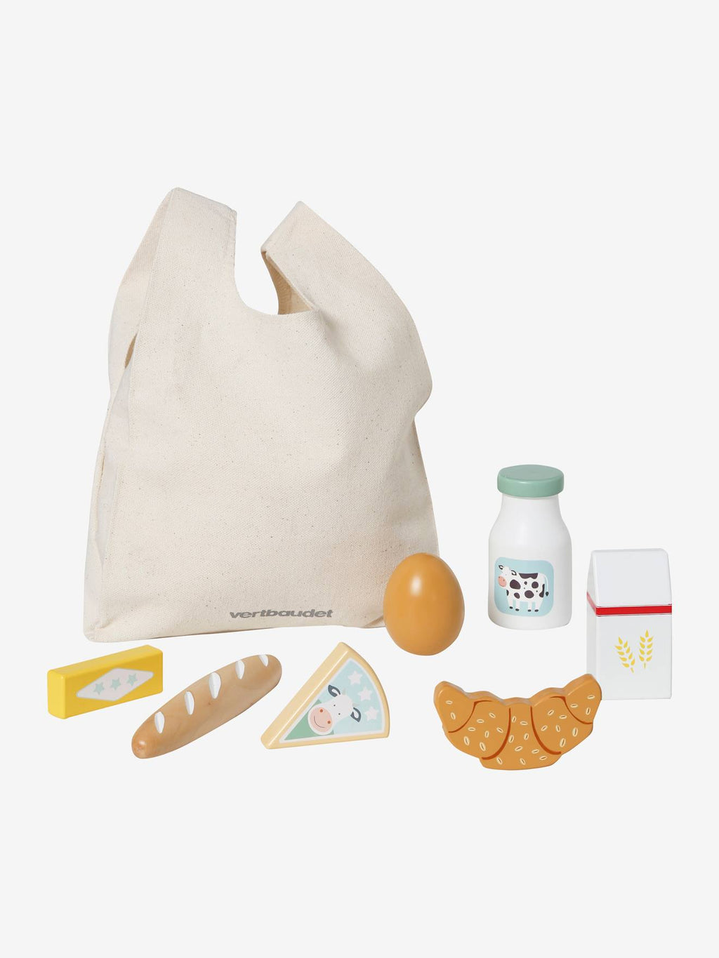 Sac avec provisions en bois FSC multicolore