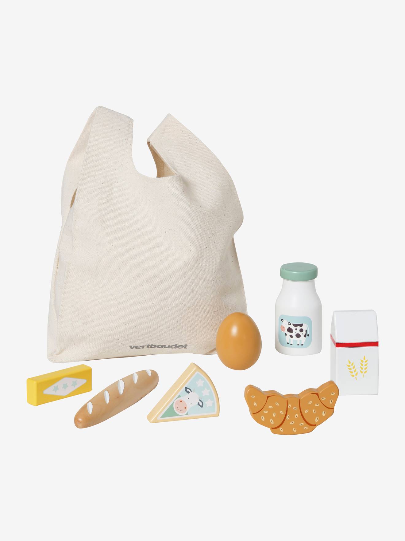 Sac avec provisions en bois FSC multicolore