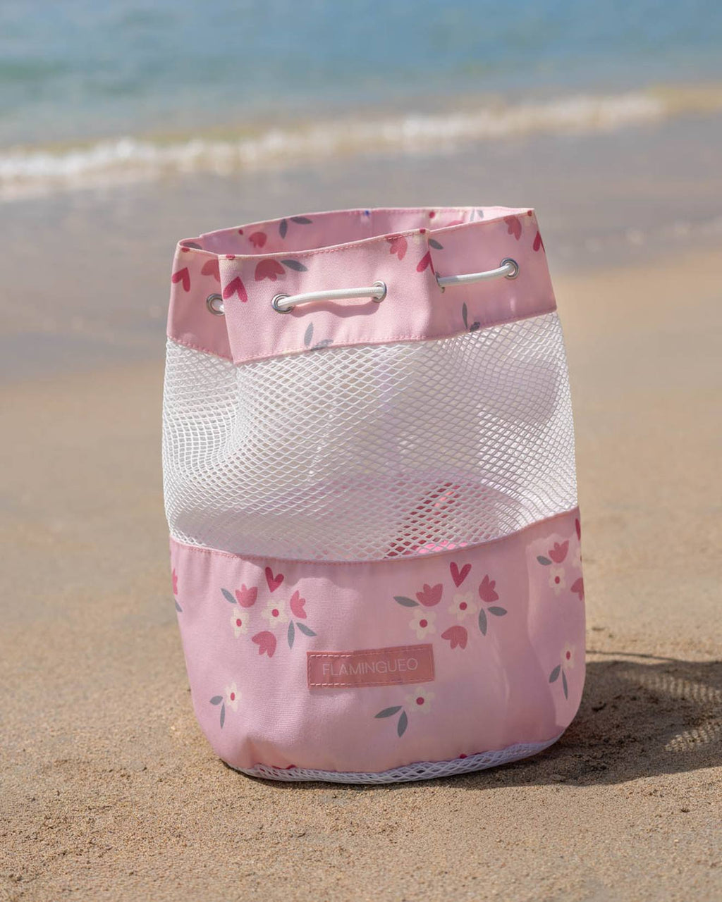 Sac de plage enfant avec filet anti sable rose